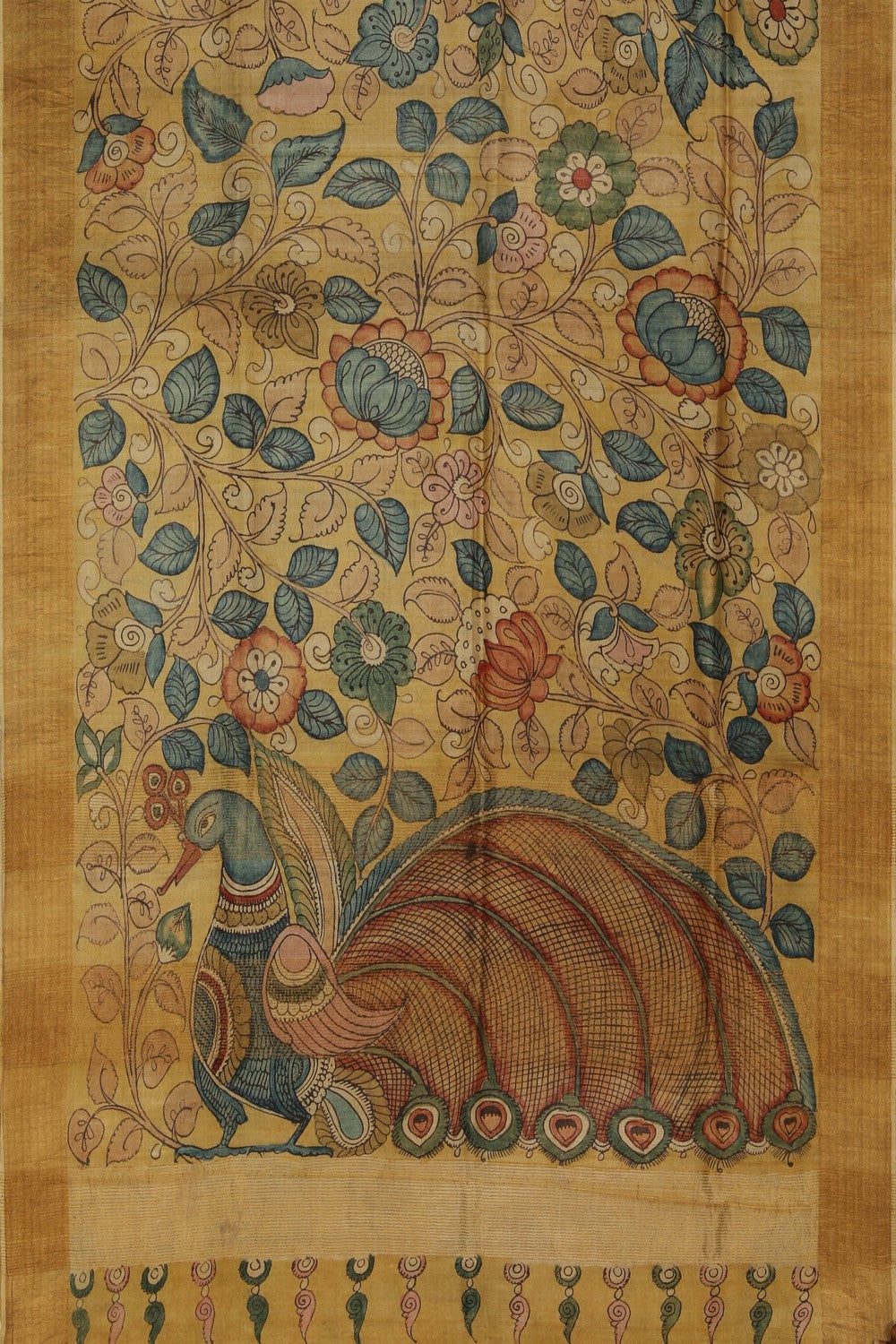 Image of Kalamkari Hand-Painted Saree